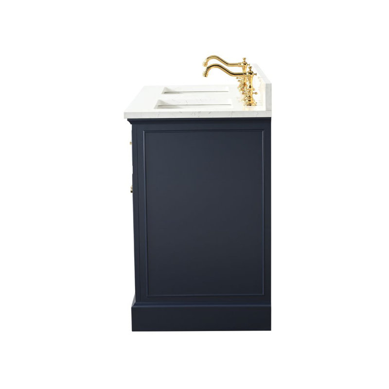 Thompson 54" W Double Bathroom Vanity, Indigo Blue/Brushed Gold