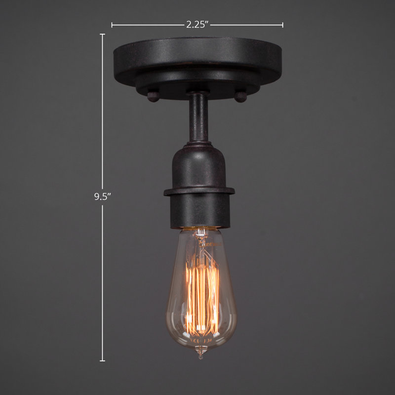 Luminaire semi-encastré 1 lumière Eilif Vintage au fini granit foncé avec ampoule ambre antique de 60 watts
