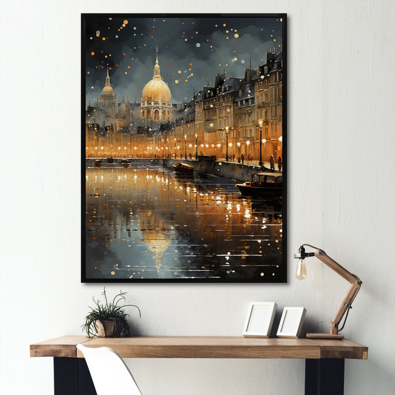 «Luminous In Lyon City In France I», reproduction sur toile, Cadre flottant noir, H 40 po x l 30 po x P 1,5 po