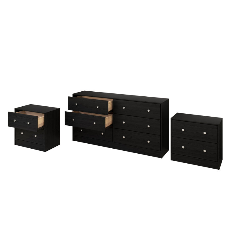 Commode avec 2 tables de chevet Altoona, Noir