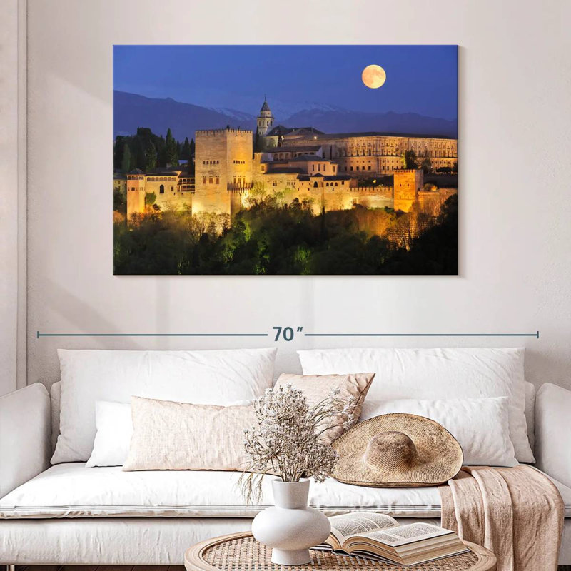Rorry Full Moon At Alhambra Palace, 32" H x 48" W