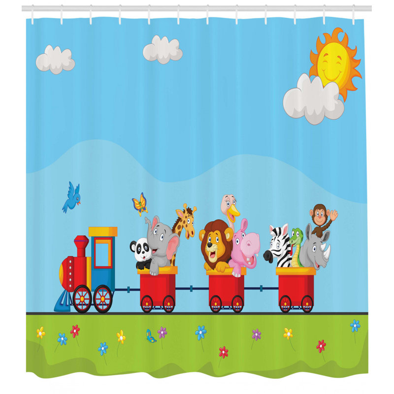 Ensemble de rideau de douche et crochets animés, H 70 po x l 69 po