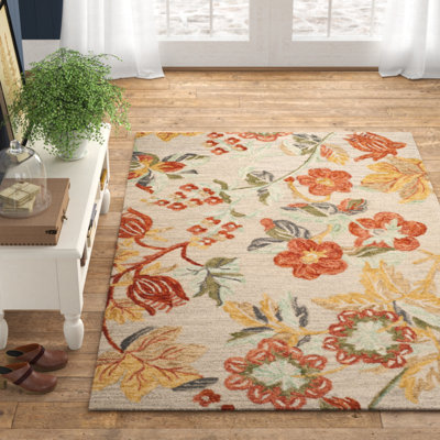 Emrick Hand Tufted Wool Floral Rug