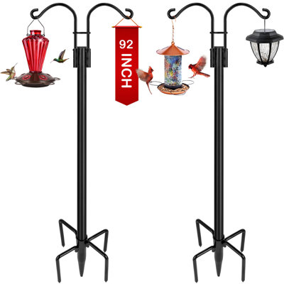 Double crochets de berger pour l'extérieur, paquet de 2 poteaux de jardin robustes pour suspendre la mangeoire à oiseaux, supports à plantes de jardin avec 5 bases