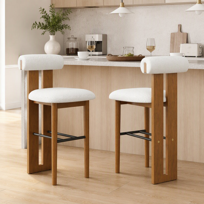 Ensemble de deux tabourets d'intérieur rembourrés de conception ergonomique, idéaux pour les cuisines, les bars à domicile et les espaces repas compacts