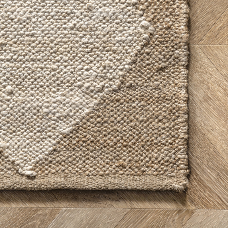 Godelinde Diamond Checkerboard Jute Natural Area Rug, Rectangle 4' x 6'