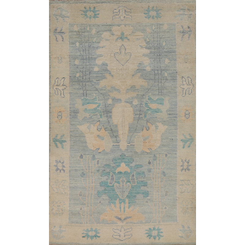 Vegetable Dye Wool Oushak Turkish Rug 3x5