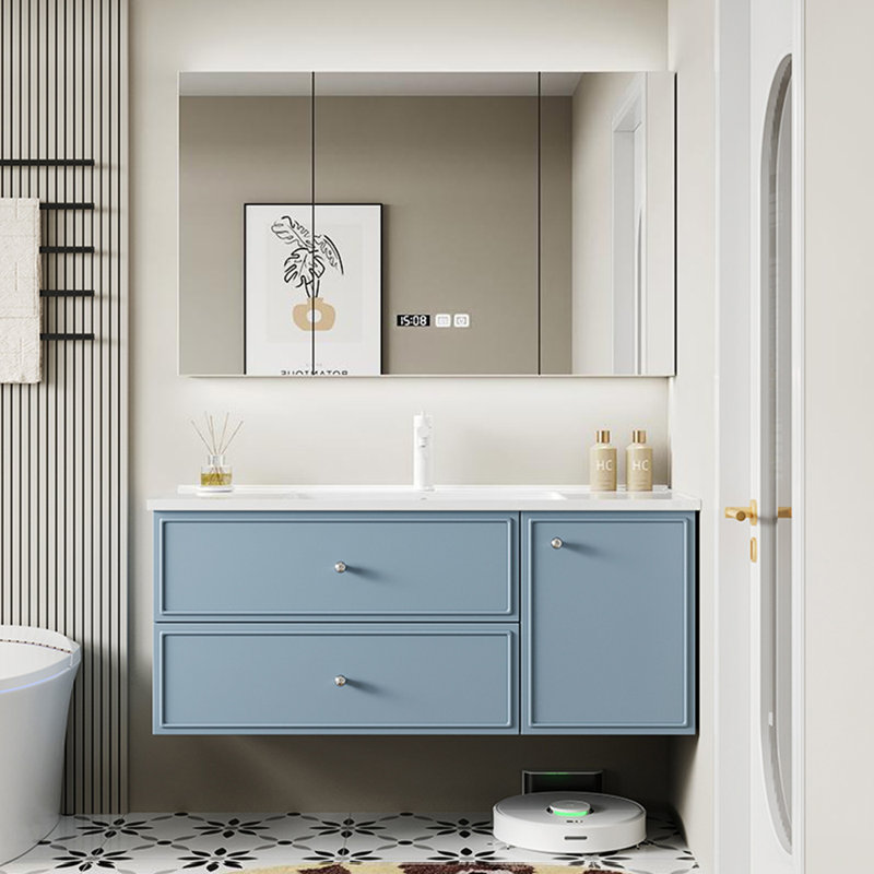 Armoire de salle de bain simple de style nordique, H 19,7 po x l 51,2 po x P 19,7 po, Bleu
