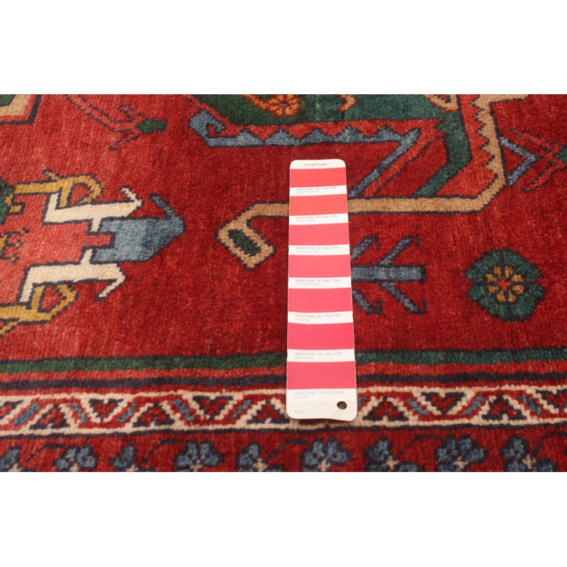 Jeyla One-of-a-Kind 3'8" X 13'11" 1990s Runner Wool Area Rug in Red