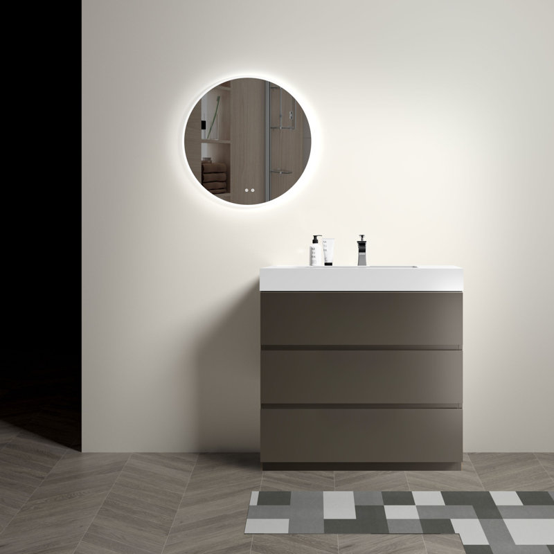 Meuble-lavabo 36 po avec lavabo, Blanc, Gris