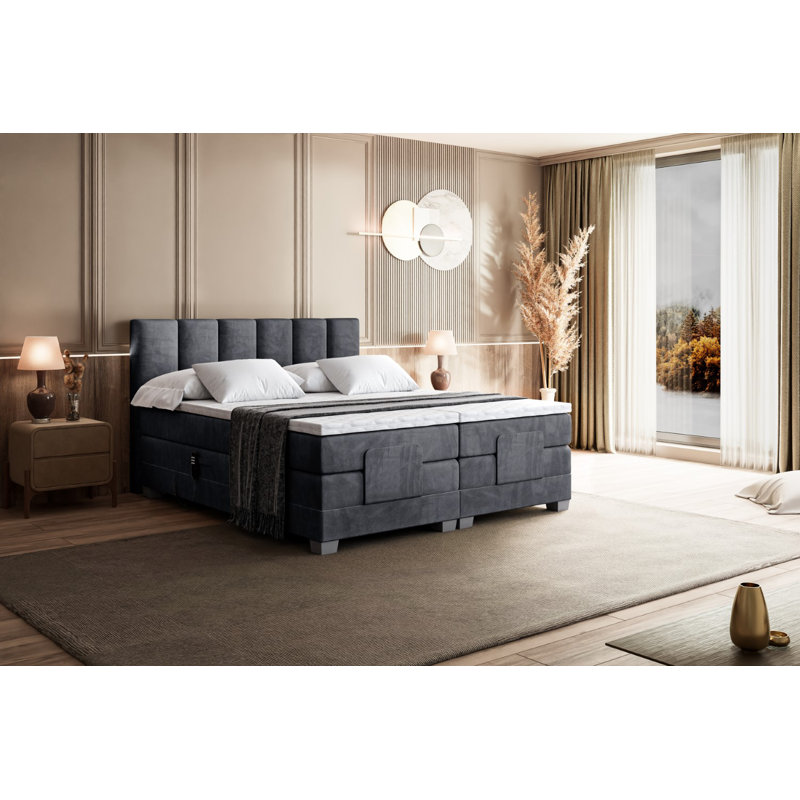 Hatchell Pocket Spring Mattress Divan Bed Base, 180cm W x 200cm L, Dark gray