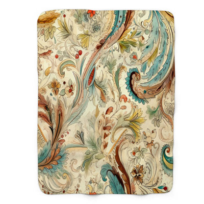 Couverture artistique en sherpa de qualité supérieure 1 pièce Artistic Paisley