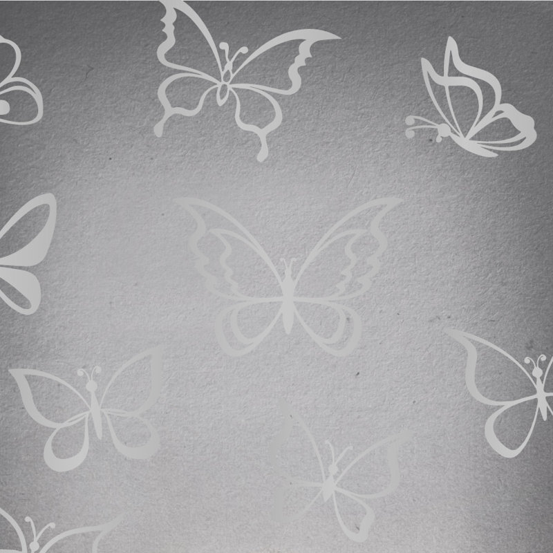 Adhésif décoratif papillon, Argent, H 55 po x l 58 po x P 0,01 po