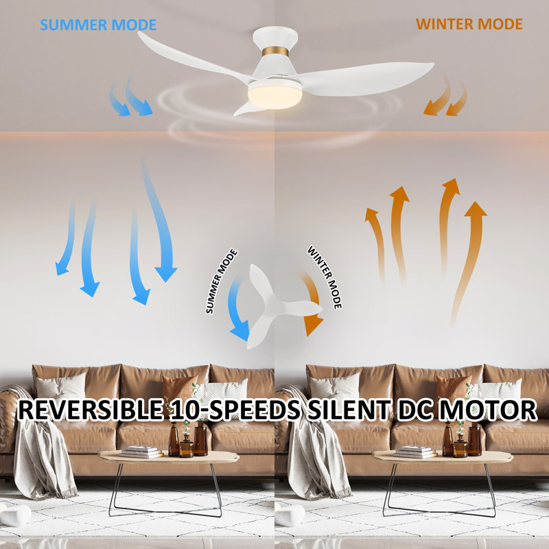 Ventilateur de plafond avec lumières DEL Dyonne, Blanc