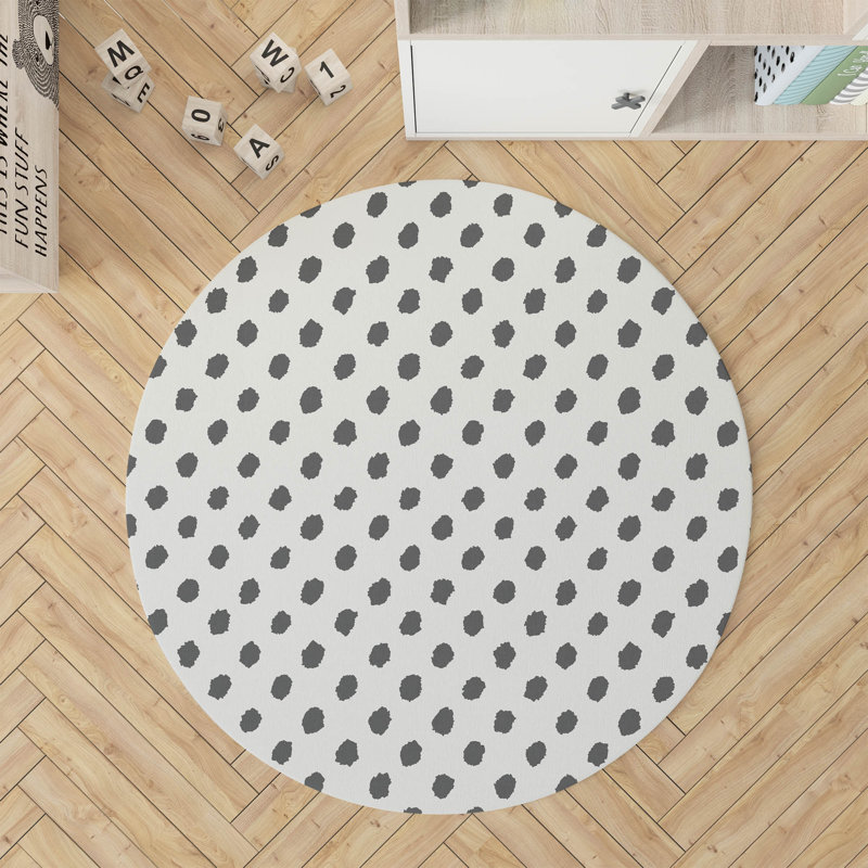 Tapis de jeu pour enfants Grunge Dot, Ivoire/gris anthracite