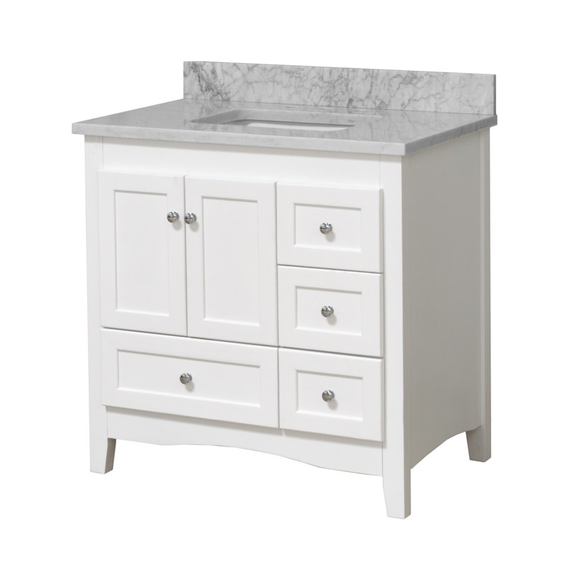 Abbey 36" White Pine Single Bathroom Vanity with Stone Countertop