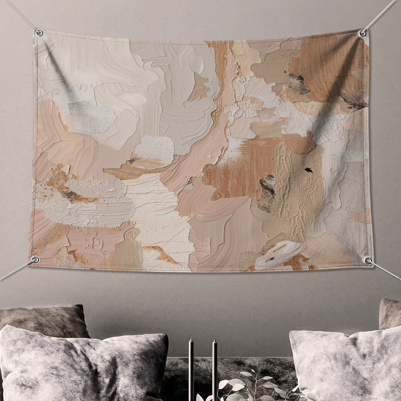 Tapisserie murale texturée abstraite neutre texturée, H 50 po x l 60 po avec 4 œillets