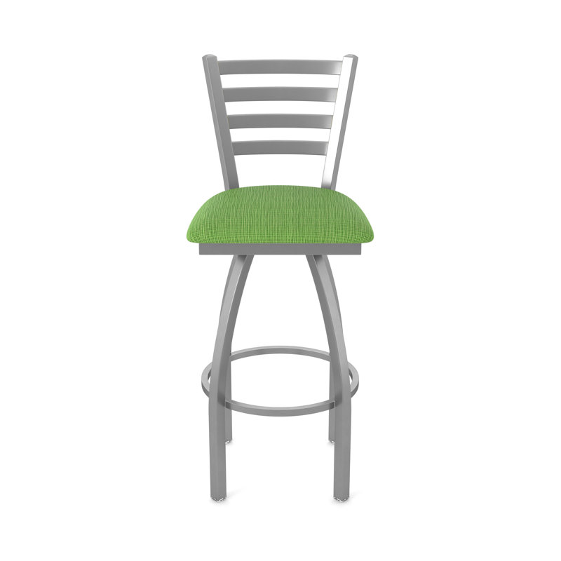 Jackie Swivel Stool, Stainless, Extra Tall (36" Seat Height), Fabric-Graph Parrot