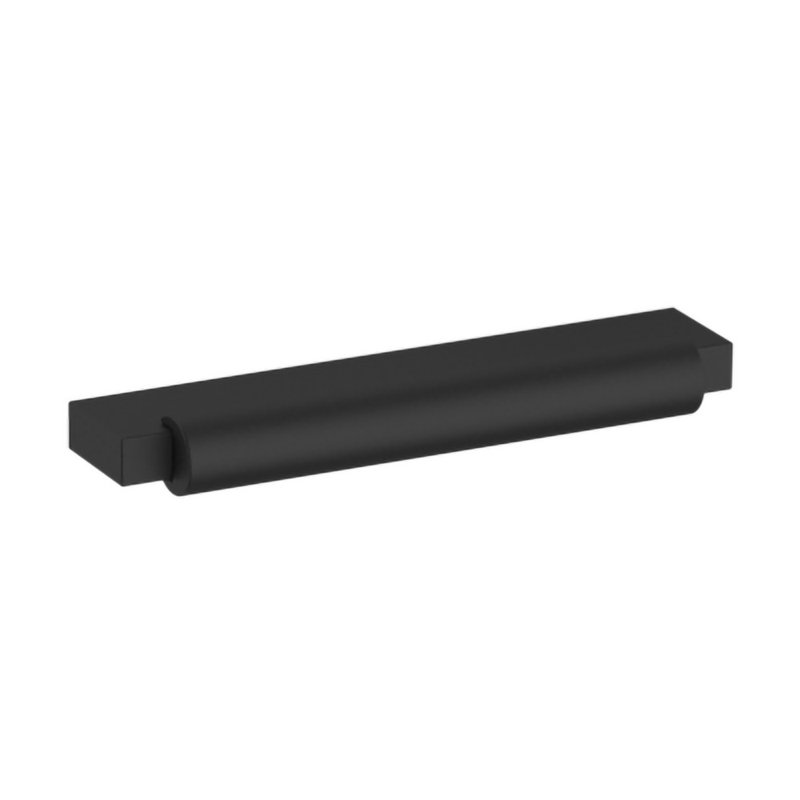 Satin Black Modern Brass Cup Pull with Mounting Hardware
