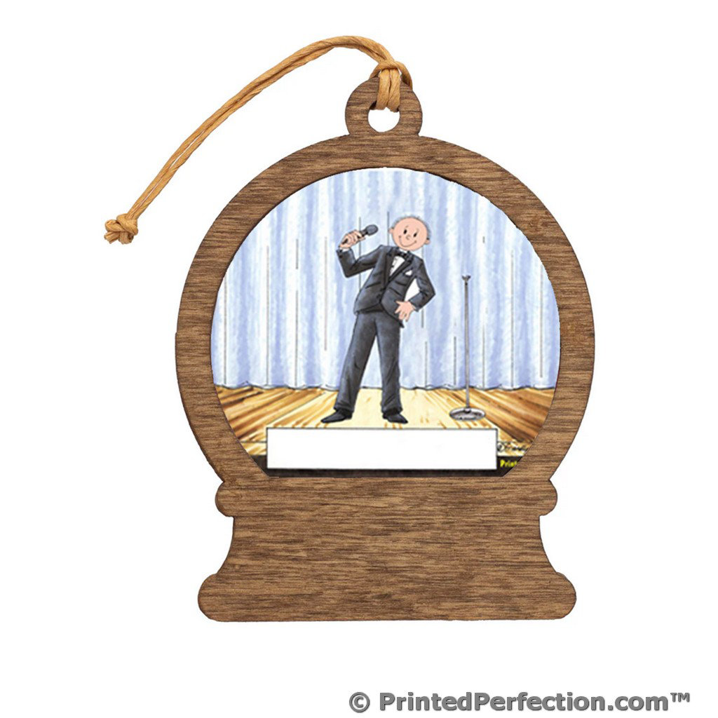 Printed Perfection Personalized Singer - Male Wooden Snow Globe Shaped ...