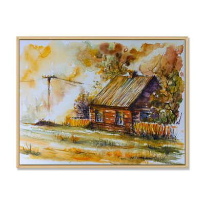 " Old Cottage Among Autumn Trees In Woods " Painting Print