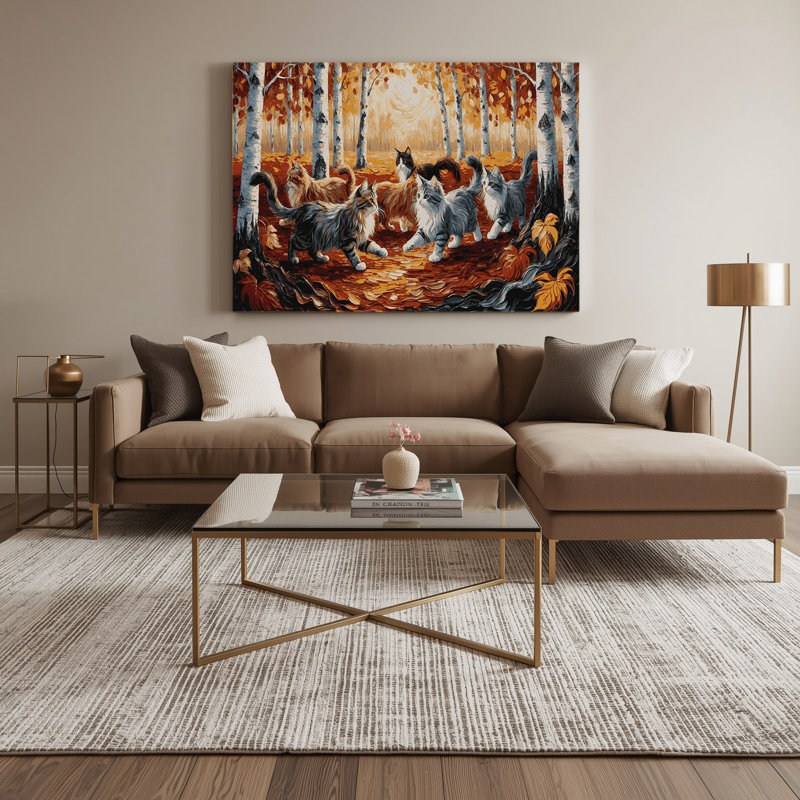 Cats Ussuri, art mural sur toile brune, H 20 po x l 30 po