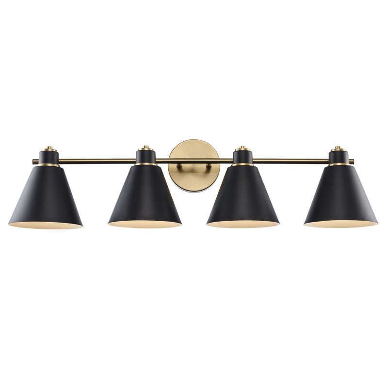 Kamjeet 4 - Light Dimmable Vanity Light, Antique Gold/Black
