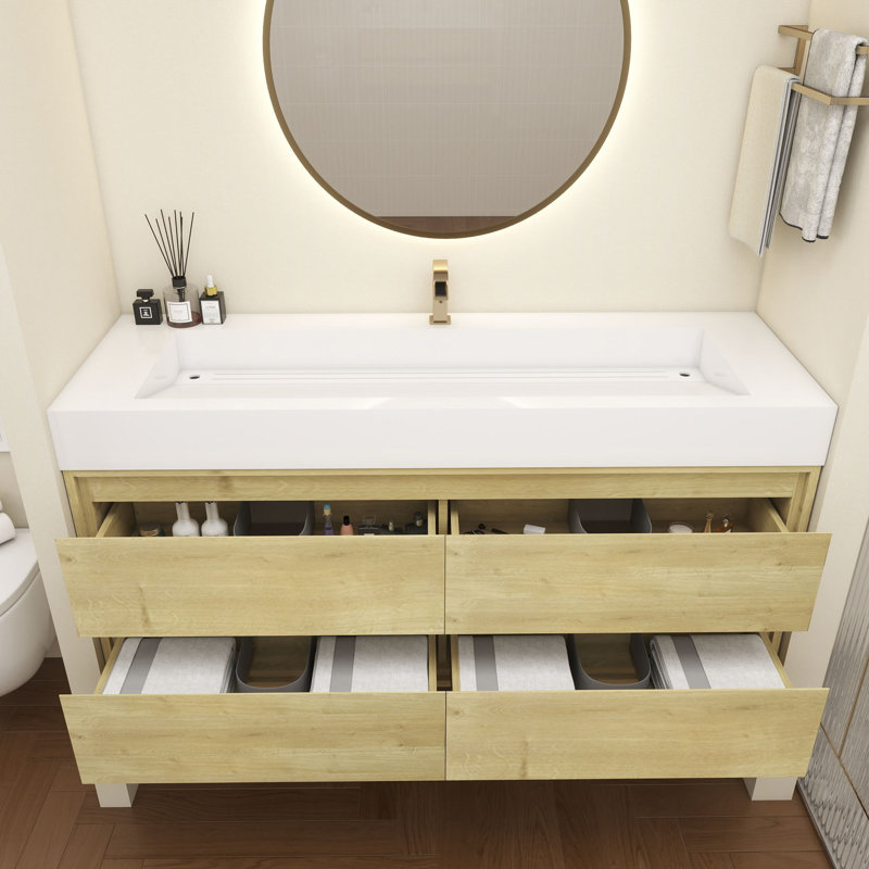Victoria 60''Bathroom Vanity Base, Light Oak