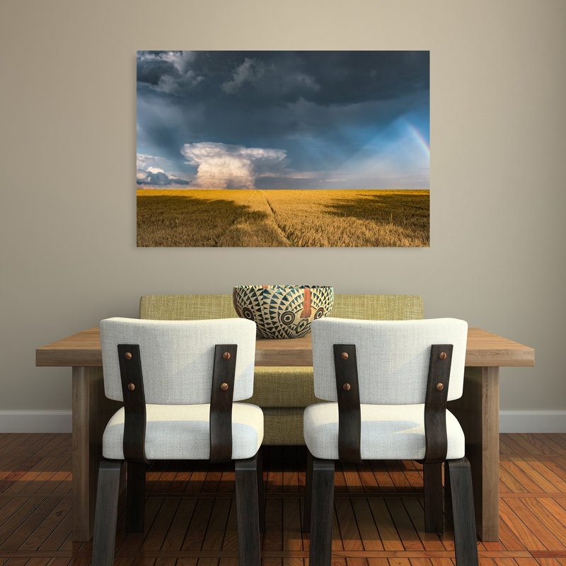 «And And Thunder», art contemporain mural, paysage abstrait, H 32 po x l 48 po