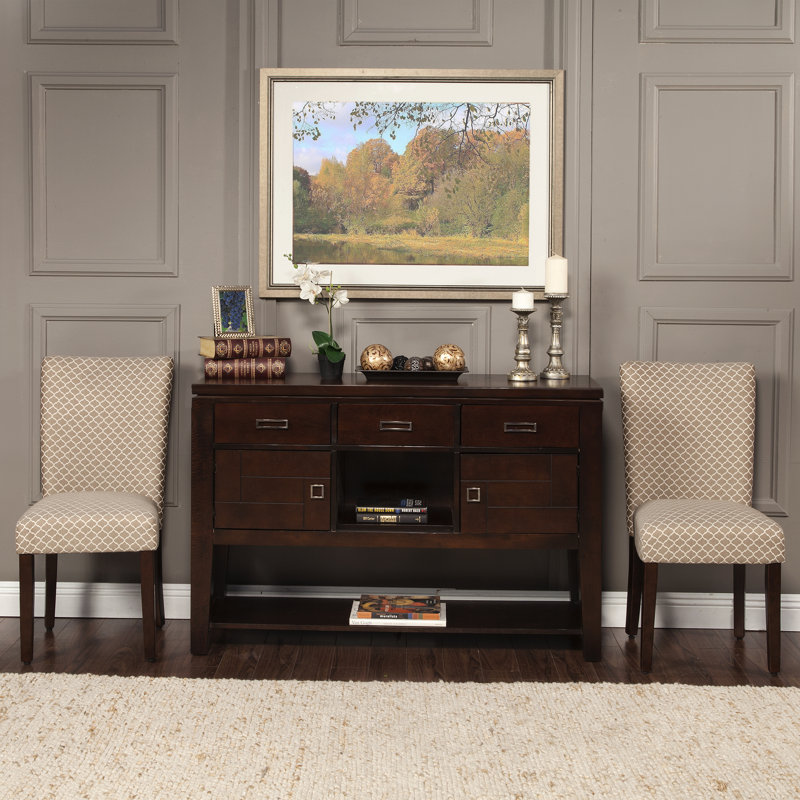 Chaise parsons rembourrée en velours Feldman, Tissu – Moka/losange quadrilobe crème