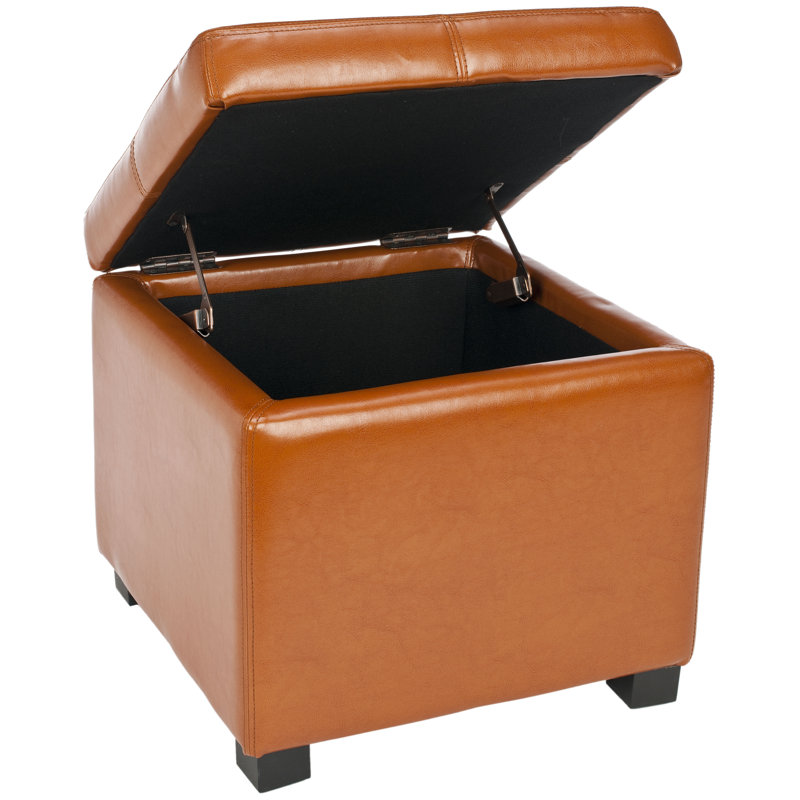 Maiden Faux Leather Ottoman, Saddle Faux Leather