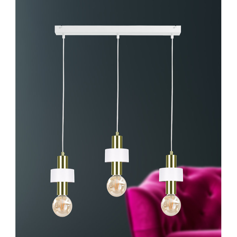 Bernda 3 - Light Kitchen Island Pendant, White/Gold