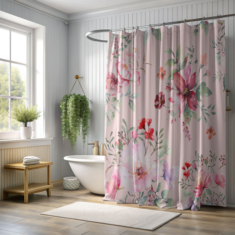 Rideau de douche 1 pièce Graceful Bloom, H 74 po x l 71 po