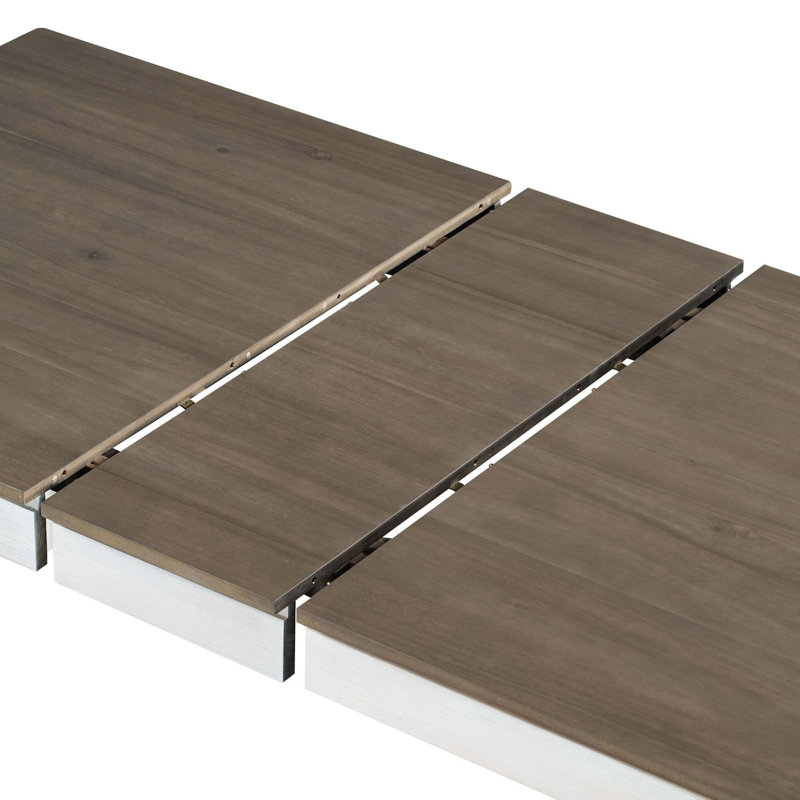 Ensemble de salle à manger 7 pièces avec table extensible et chaises rembourrées Farmhouse, Brown;White