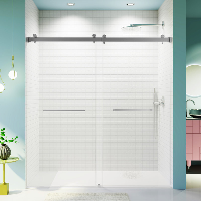 3Set 68-72 po. * 76 po. Double porte de douche coulissante sans cadre