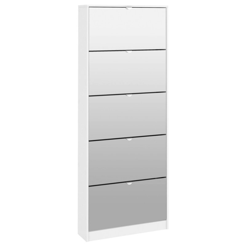 Oyee 5 Pair Shoe Storage Cabinet, White