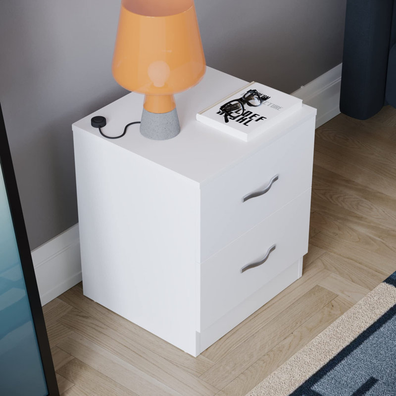 Antroine 40cm W Solid + Manufactured Wood Bedside Table, Highgloss sand grey