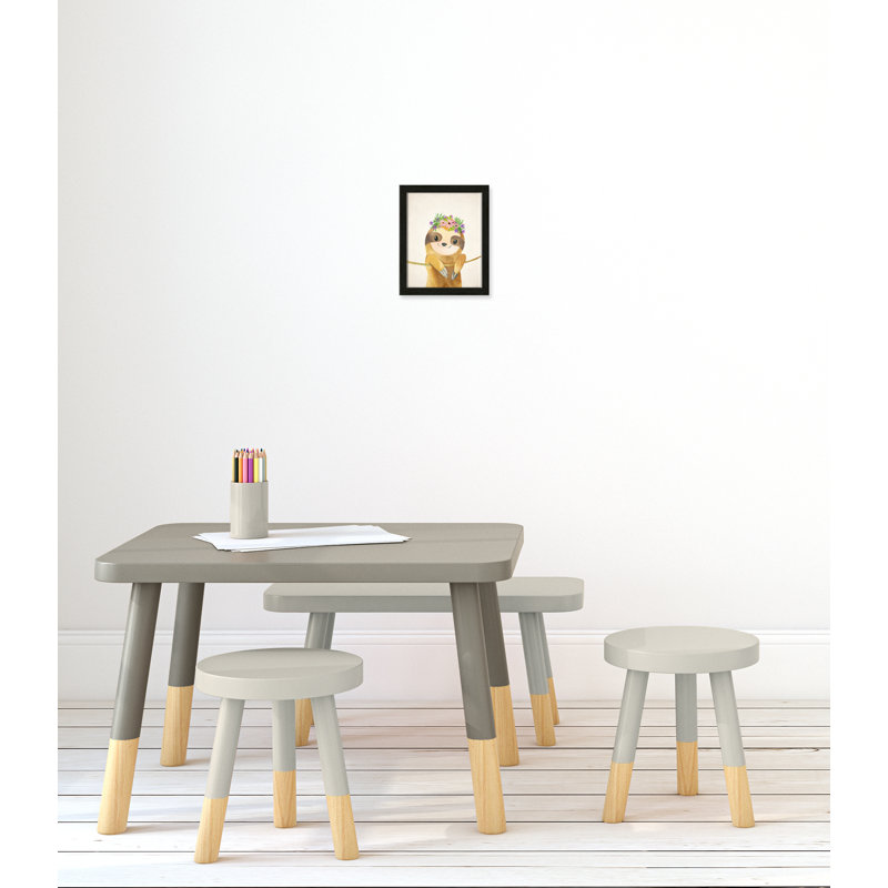 Sloth floral 1, H 11 po x l 9 po x P 1,19 po, Cadre boîte à grain de bois noir