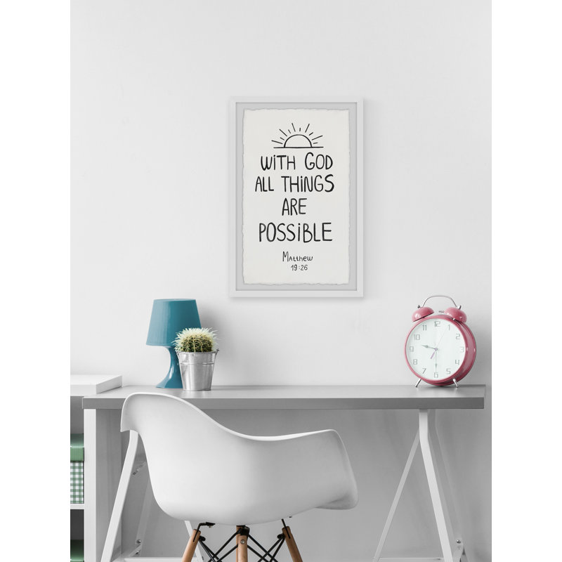 «Boyes with God All Things Are possible», reproduction encadrée, H 18 po x l 12 po x 1,5 po