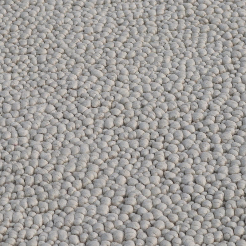 Pebbles Handmade Solid color Pitloom Ivory Bubble Textured Wool  Area Rug By Tufty Home, Rectangle 2' x 3'