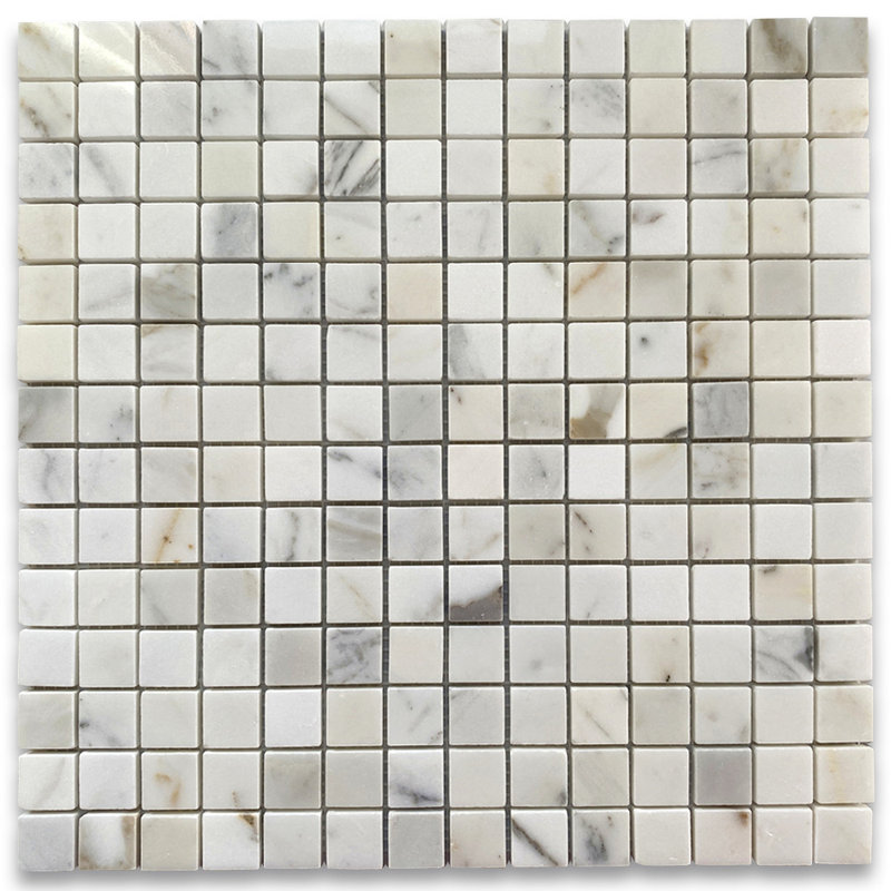 Calacatta 12" x 12" Marble Mosaic Tile, White/Gray