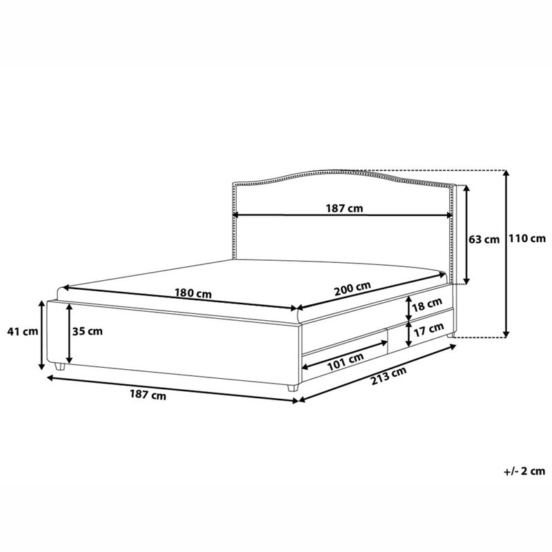 Cheung Upholstered Storage Bed, 180 x 200cm