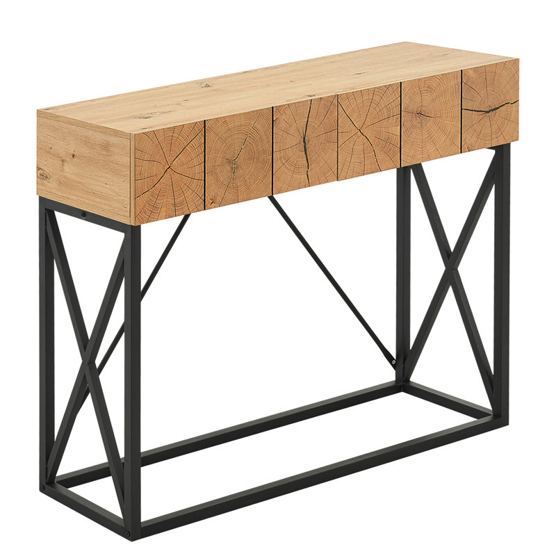 43" W Rustic Console Table with 2 Hidden Drawers