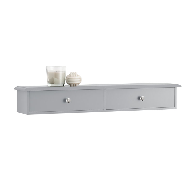 Lamartine Floating Shelf with Drawer, Grey