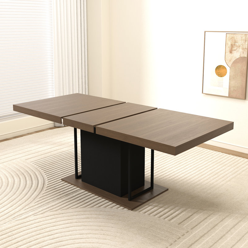 160 - 200 Cm Extendable Table In Aged Wood Tone, Black, Seats 6 10 People, Robust And Dining Wood, Cm, Build