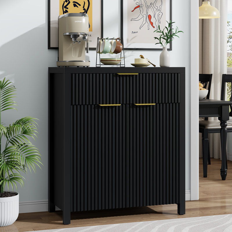 Modern Sideboard Cabinet With Large Drawer,Storage Buffet With Adjustable Shelf ,Entryway Cabinet With Water Ripple Design, Perfect Storage For Dining Room, Kitchen, And Entryway