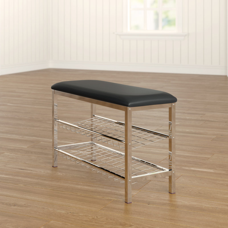 Faux Leather Upholstered Storage Bench, Black
