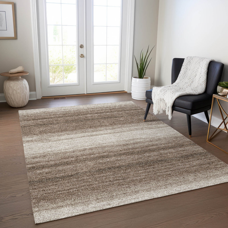 Tapis d'intérieur / extérieur lavable brun Nira , 8 pi x 10 pi