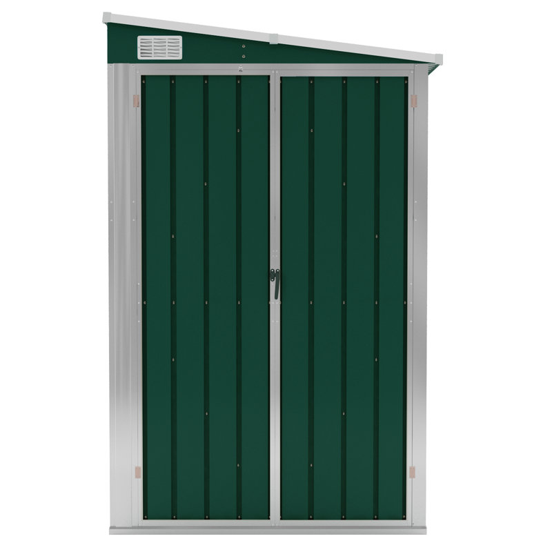 vidaXL Garden Shed Wood Look Galvanized steel Large Garden Shed, Green