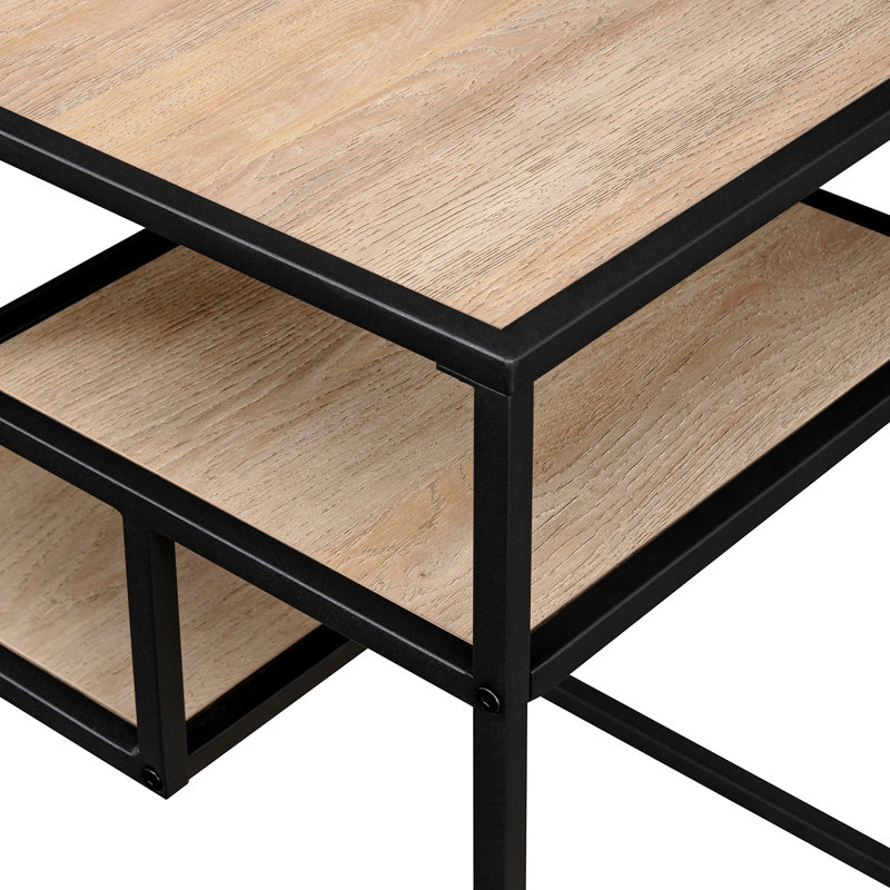 Table de bout Anfal, Plateau en chêne côtier / base noire